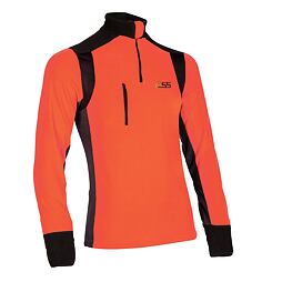 Pánská sportovní mikina s dlouhým rukávem, stojáčkem a krátkým zipem na hrudi, vhodná pro outdoorové aktivity.