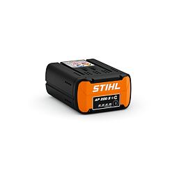 Nabíjecí lithium-iontová baterie STIHL AP 200 S pro zahradní nářadí s indikátorem stavu nabití.