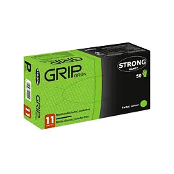 Krabička 50 zelených nitrilových pracovních rukavic velikosti 11, bez pudru, značka Strong Hand.