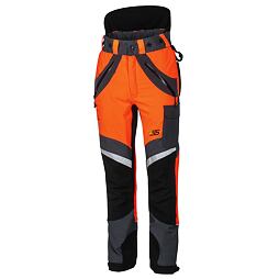 Pracovní kalhoty s vysokým pasem určené pro bezpečnost a zvýšenou viditelnost, vybavené kapsami na zip, kapsou s patkou na stehně a reflexními prvky.