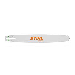 Vodicí lišta pro motorovou pilu značky STIHL s nápisem LIGHT Q4 pro vedení řetězu při řezání dřeva.