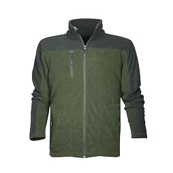 Pánská outdoorová fleecová bunda s vysokým límcem, zapínáním na dvojitý zip a třemi kapsami na zip, vhodná pro chladné počasí.