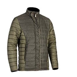 Pánská zateplená bunda s kombinací prošívaného a hladkého materiálu, stojáčkovým límcem a zipem na přední straně.