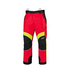 Pracovní kalhoty s REIS barevným označením, zesílenými koleny a boční kapsou, určené pro zvýšenou bezpečnost a odolnost při práci.