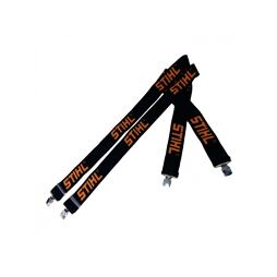 Nastavitelný popruh s kovovými sponami a nápisem STIHL určený pro upevnění nebo nošení nářadí či přístrojů.