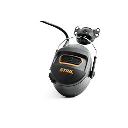 Ochranný sluchátka a funkcí elektrického ovládání, určený pro bezpečnost při práci, s logem STIHL.