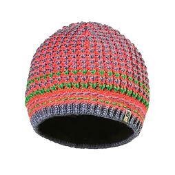 PSS čepice pletená  oranžovo/šedá