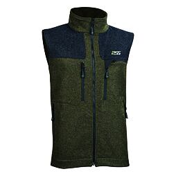 Pánská zateplená vesta s vysokým límcem, zapínáním na zip a několika kapsami na zip, vhodná pro venkovní aktivity.