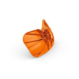 Ochranný kryt s úchytem a bezpečnostními piktogramy, určený pravděpodobně pro stroj nebo nářadí.