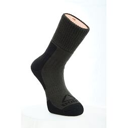 Páteřní pracovní ponožky s zesílenou špičkou, patou a manžetou, určené pro zvýšenou odolnost a pohodlí při práci.