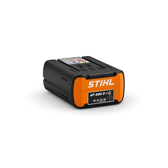 Nabíjecí lithium-iontová baterie STIHL AP 200 S pro zahradní nářadí s indikátorem stavu nabití.