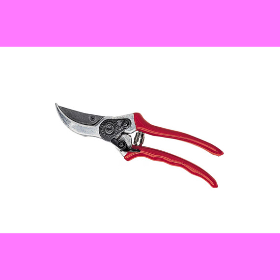 Zahradnické nůžky s kovovou čepelí a ergonomickými držadly určené pro přesné stříhání rostlin.