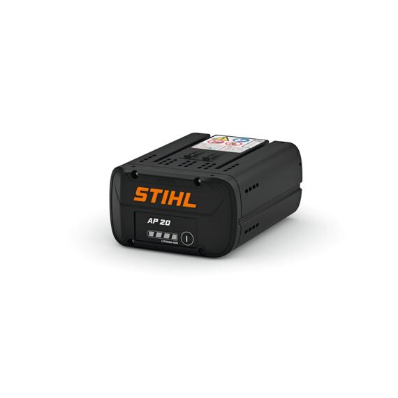 Lithium-ionová baterie STIHL AP 20 s indikátorem stavu nabití určená pro napájení akumulátorových nářadí.