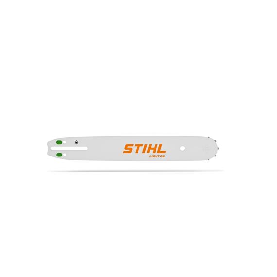 Řetězová lišta pro motorovou pilu značky Stihl, model Light 04, určená pro řezání dřeva.