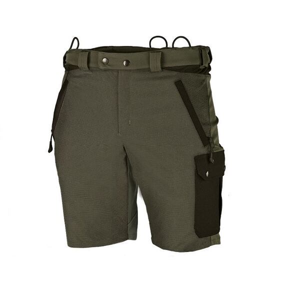 Pánské outdoorové šortky s páskem, dvěma předními zipovými kapsami a jednou zapínací kapsou na boku.