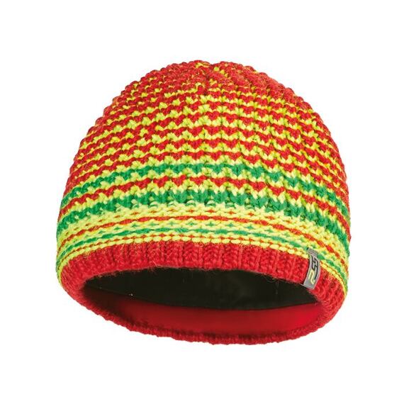 PSS čepice pletená  červeno/žlutá