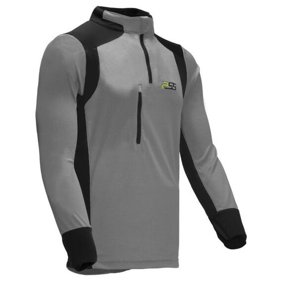 Pánská sportovní mikina s dlouhým rukávem a stojáčkem na zip, navržená pro pohodlné nošení při fyzické aktivitě.