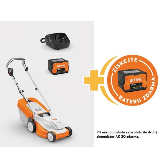 Aku sekačka STIHL s nabíječkou a baterií, k nákupu druhá baterie AK 20 zdarma.