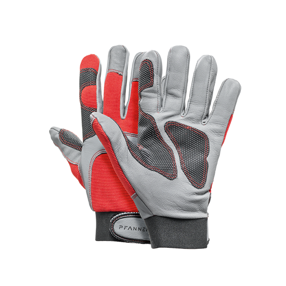 Pracovní rukavice s protiskluzovými vložkami na dlani a pružným manžetem.