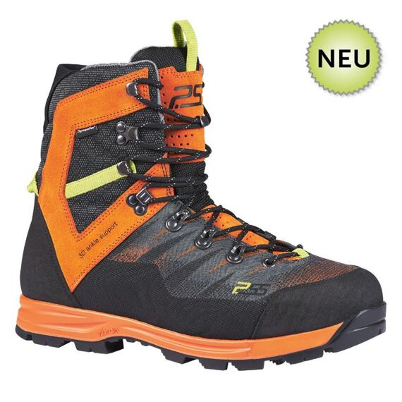 Outdoorová vysoká turistická obuv s pevnou podrážkou, zesílenou špičkou a výraznou podporou kotníku, určená pro náročné terény.