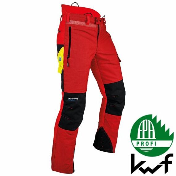 Pracovní kalhoty s kapsami, zesílenými koleny a integrovaným opaskem, určené pro profesionální použití v náročných podmínkách.