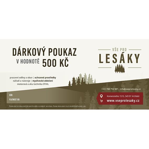 Bon podarunkowy o wartości 500 CZK