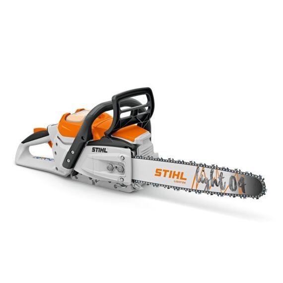 Elektrická řetězová pila značky STIHL s ergonomickou rukojetí a označením modelu Light 04 na liště.