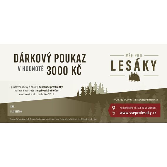 Bon podarunkowy o wartości 3000 CZK