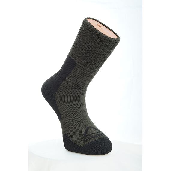 Páteřní pracovní ponožky s zesílenou špičkou, patou a manžetou, určené pro zvýšenou odolnost a pohodlí při práci.