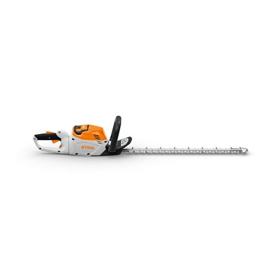 Aku nůžky na živé ploty STIHL s dlouhým ostřím a ergonomickou rukojetí pro pohodlné stříhání keřů a živých plotů.