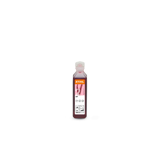 Lahvička oleje STIHL HP 100 ml určeného pro ředění s benzínem v poměru 1:50 pro dvoutaktní motory.