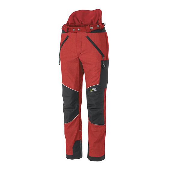 Pracovní kalhoty s ochranou kolen, několika kapsami, včetně kapsy na nářadí, a nastavitelným pasem.