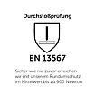 Značka potvrzující odolnost proti propíchnutí podle normy EN 13567 s ochranou až do síly 900 Newtonů.