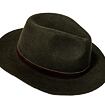 Pánský klobouk s širokou krempou a ozdobnou stuhou kolem korunky.