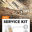 Sada na servis motorové pily značky Stihl obsahující vzduchový filtr, zapalovací svíčku a palivový filtr, určená pro modely MS 182 a MS 212.
