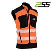 Bezrukávová pracovní vesta s reflexními pásy, dvěma náprsními kapsami na zip a logem P2SS.