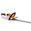 Elektrický nůžkový plotostřih značky STIHL s dlouhým ostřím a ergonomickou rukojetí pro stříhání keřů a živých plotů.