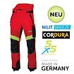 Pracovní kalhoty s ochranou proti řezu, vyrobené v Německu, vyrobené z materiálů NILIT Breeze a CORDURA, označené jako novinka a součást systému green protection 5x5.
