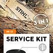Balíček tří servisních dílů pro motorové pily STIHL modelů MS 231 a MS 251 zahrnující vzduchový filtr, svíčku a palivový filtr.