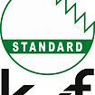 Logo s nápisem STANDARD uvnitř stylizovaného kruhu připomínajícího průmyslovou halu a iniciály kwf pod ním.