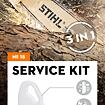 Servisní kit obsahující vzduchový filtr, zapalovací svíčku a palivový filtr pro motorové pily STIHL modelů MS 162 a MS 172, umožňující základní údržbu a opravy.